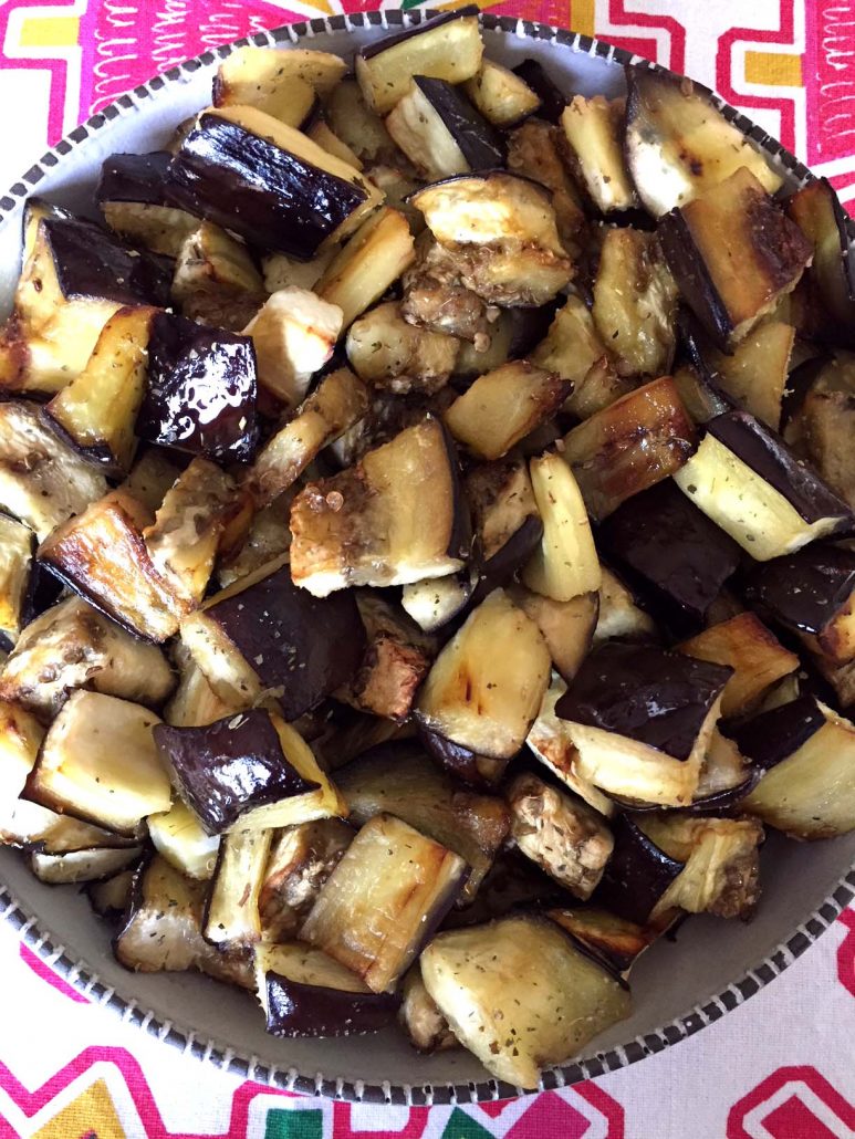 Oven Roasted Eggplant Cubes