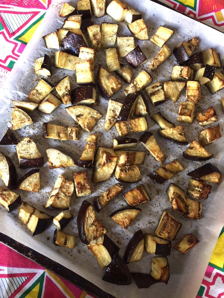 How To Make Roasted Eggplant Cubes