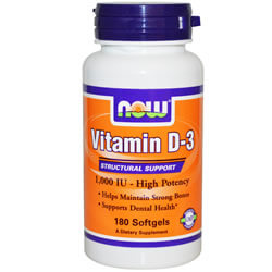 Now Foods, Витамин D-3,  1000 МЕ, 180 Softgels