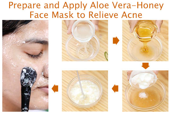 steps to apply aloe vera and honey face mask for acne
