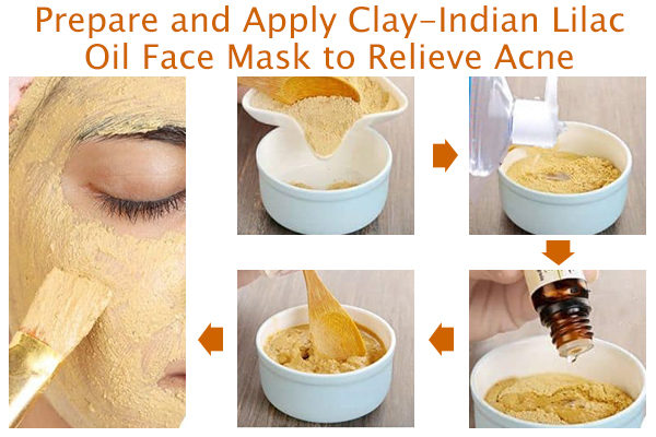 clay-indian lilac oil acne face mask preparation and application