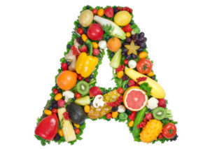 овощи и фрукты, выложенные в форме буквы А