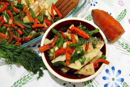 Фото рецепта Запечённый корень сельдерея с морковью и стручковой фасолью