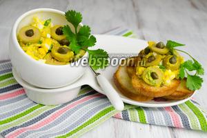 Фото рецепта Закуска из печени трески с оливками и каперсами