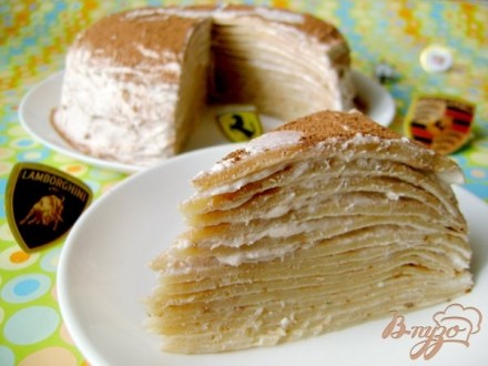 Блинный торт с творожно-банановым кремом