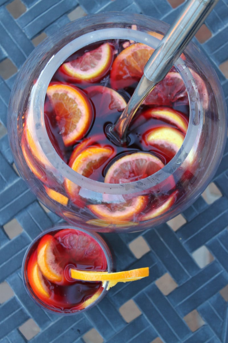Best Red Wine Sangria Recipe in a punch bowl